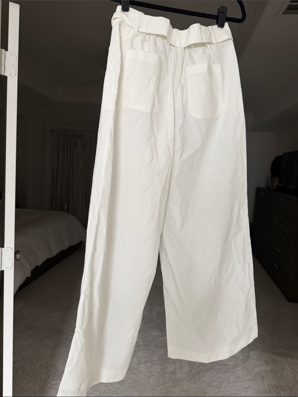 HYFVE Wide Leg High-Rise Tie Waist Pants - White medium - Picture 4 of 6